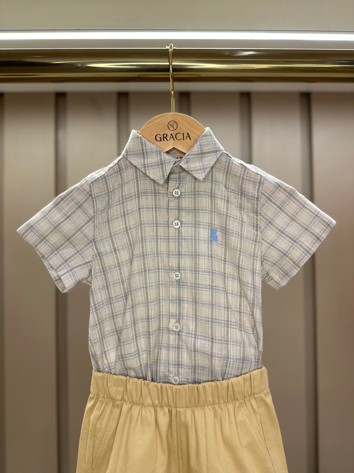 Camisa-body Bebê Algodão Xadrez Linho - Dame