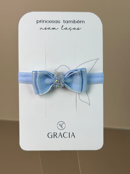 Faixinha Bebê Special Shine Organza Azul Claro - Gracia