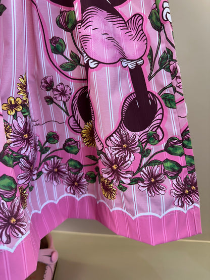 Vestido Infantil Rosa Listrado Minnie Floral - Animê