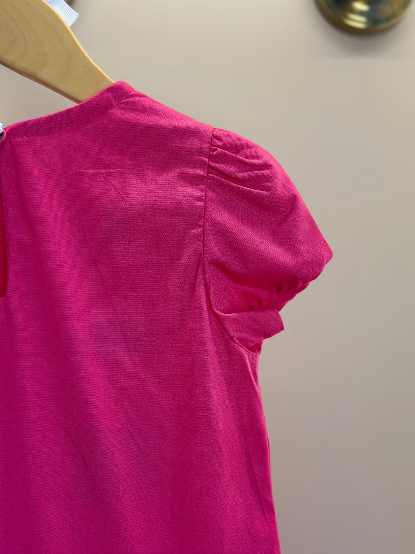 Vestido Infantil no Algodão Com Pregas e Laços Rosa - Beabá