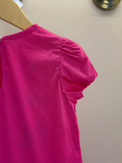 Vestido Infantil no Algodão Com Pregas e Laços Rosa - Beabá