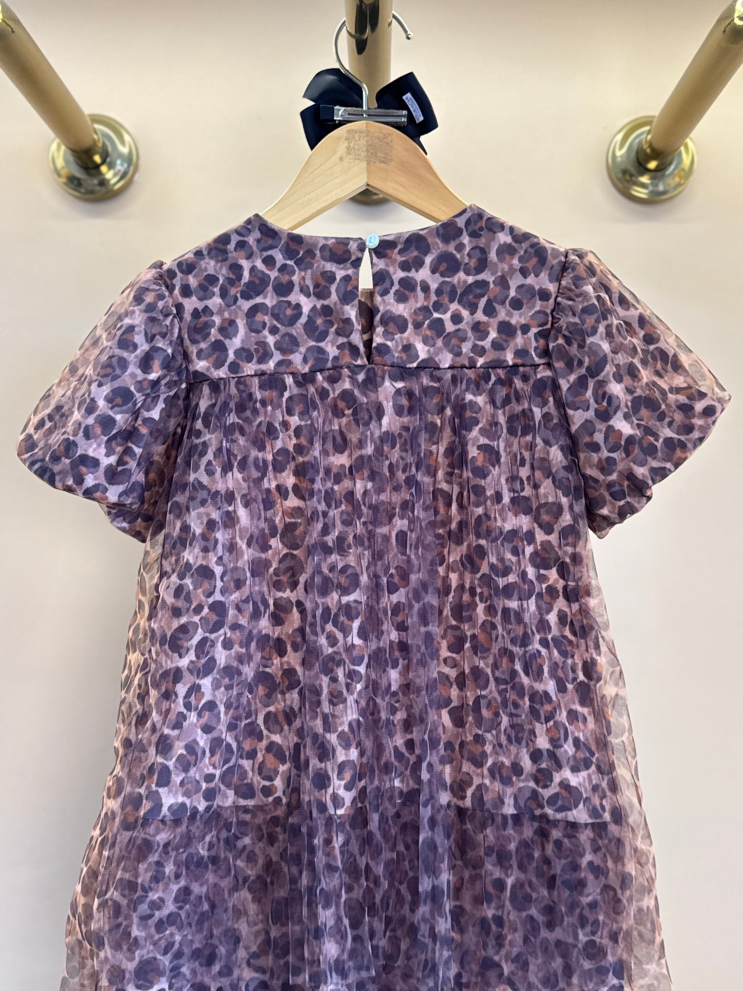 Vestido Infantil Tule Plissado Animal Print - Animê