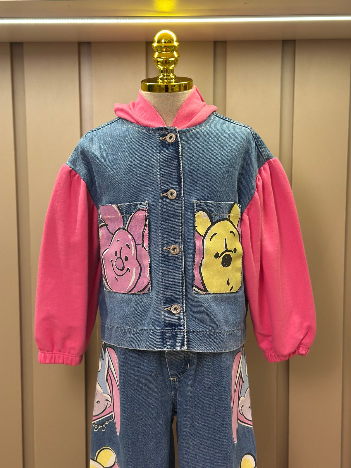 Jaqueta  Infantil Jeans com Moletom Pooh - Animê Petite