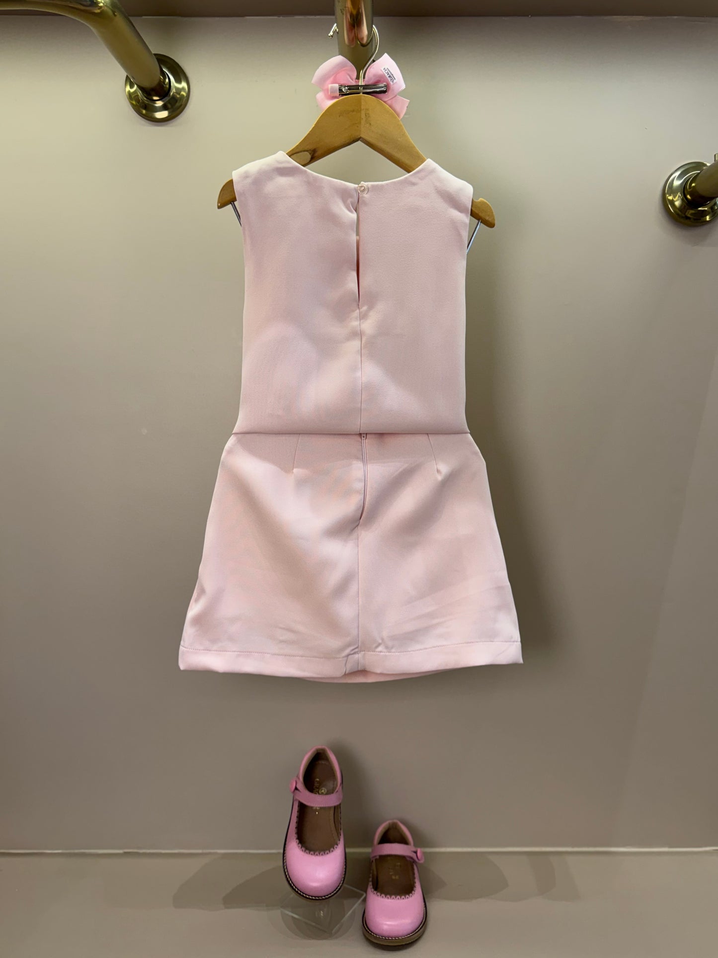 Conjunto Infantil Alfaiataria Blusa Lacinhos e Saia Salmão - Petit Cherie