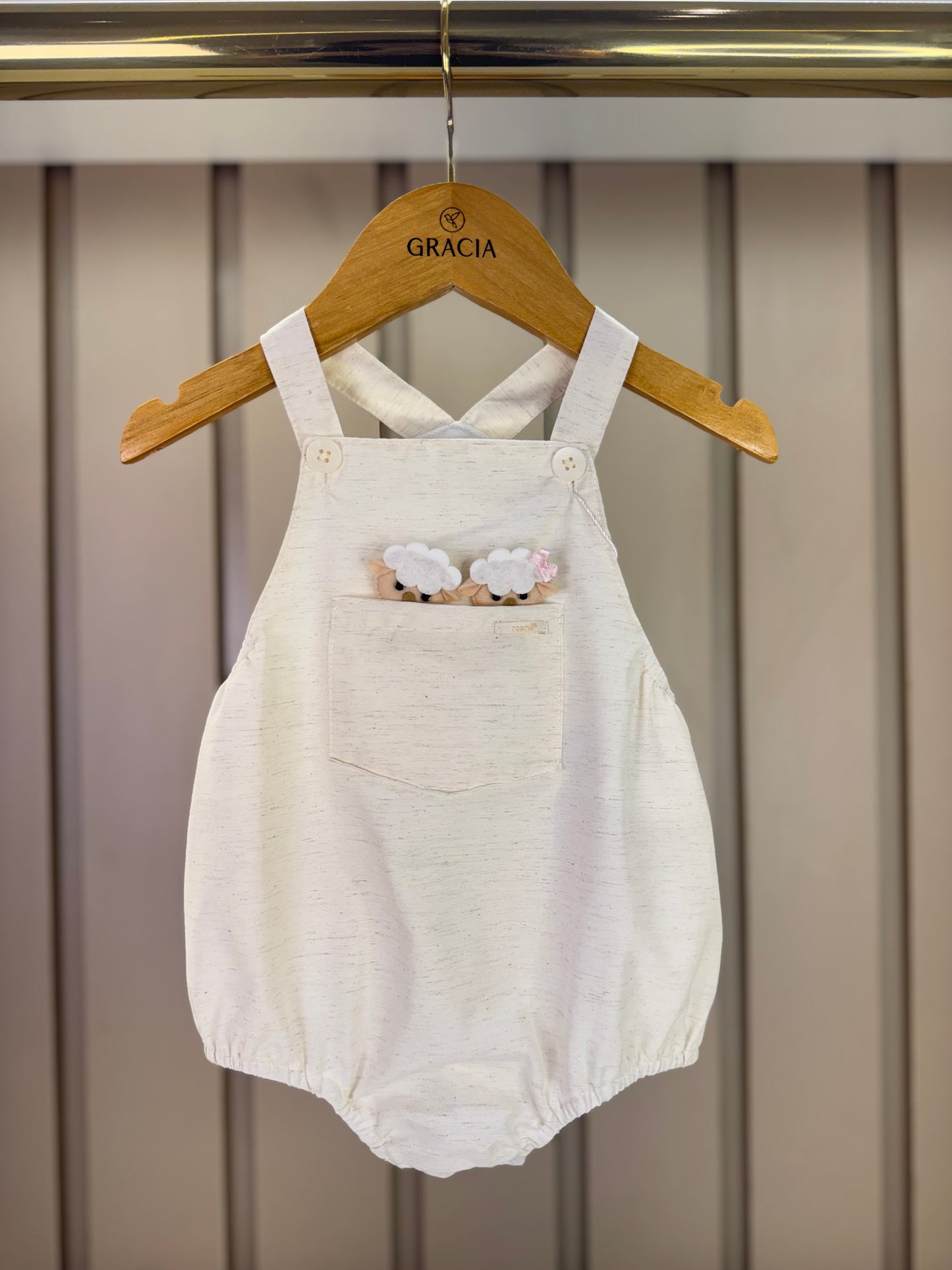 Jardineira Bebê Revelação Ovelha - Roana