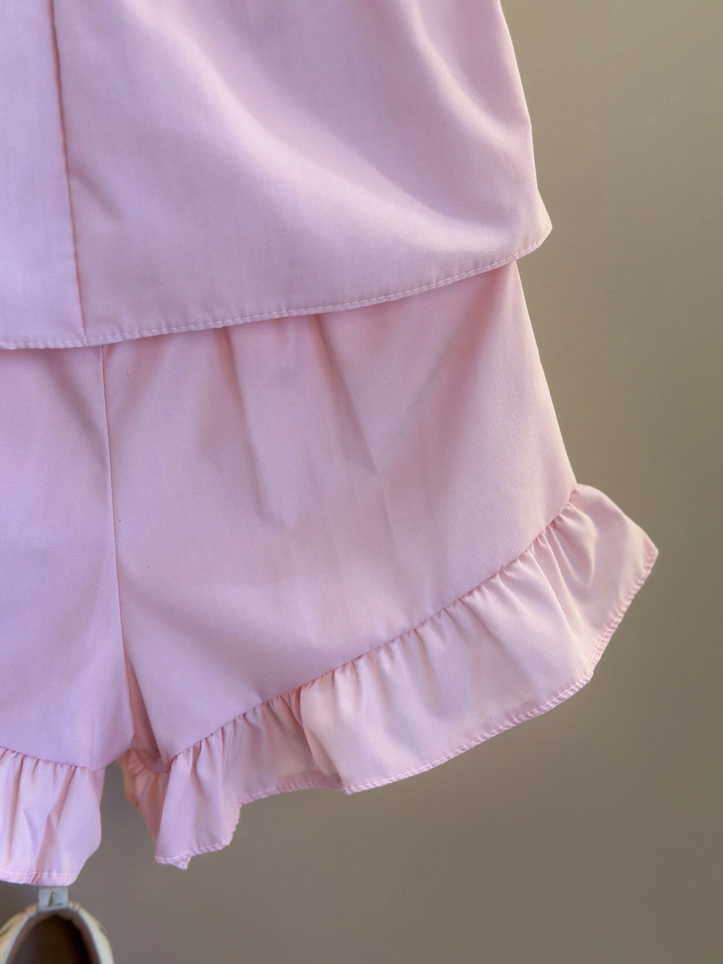 Conjunto Infantil Tricoline Blusa Bordada Flores e Shorts Babadinhos Rosa - Mon Sucré