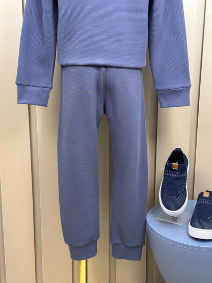 Conjunto Infantil Blusa e Calça Malha Texturizada Teddy Mochila Denim - Dame