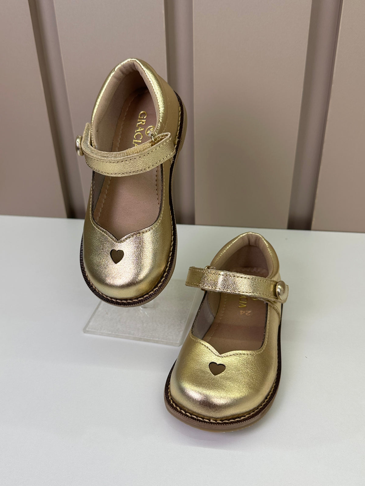 Sapato Infantil Couro Estela Dourado - Gracia