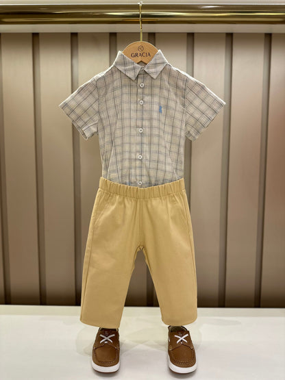 Camisa-body Bebê Algodão Xadrez Linho - Dame