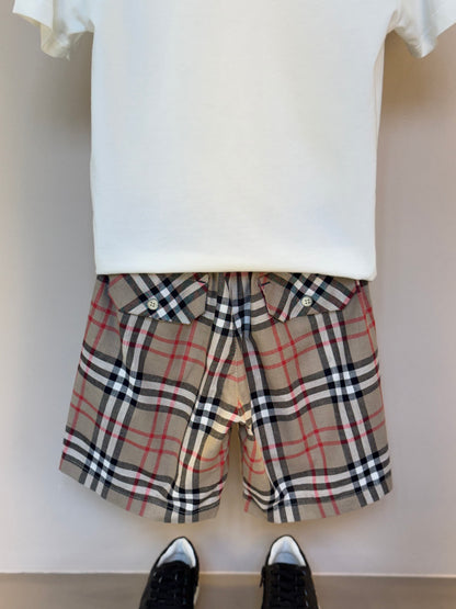 Conjunto Infantil Camiseta Urso e Bermuda Xadrez - Um Mais Um