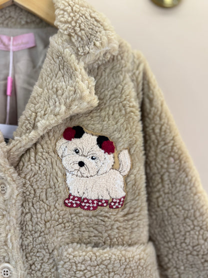 Casaco Infantil Conceito Pele Carneiro Patches e Laços - Pituchinhus