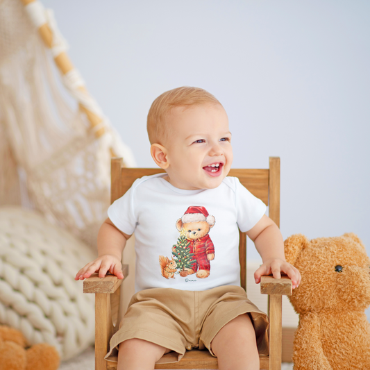Body Bebê Suedine Algodão Teddy Natal Branco - Dame PRÉ-VENDA