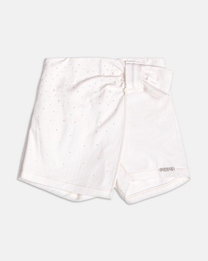 Shorts-saia Infantil Laço Lateral Off White - Momi