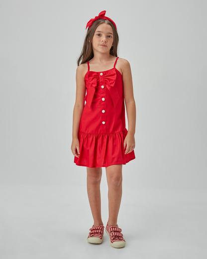 Vestido Infantil Jumper Tricoline com Laço - Beabá