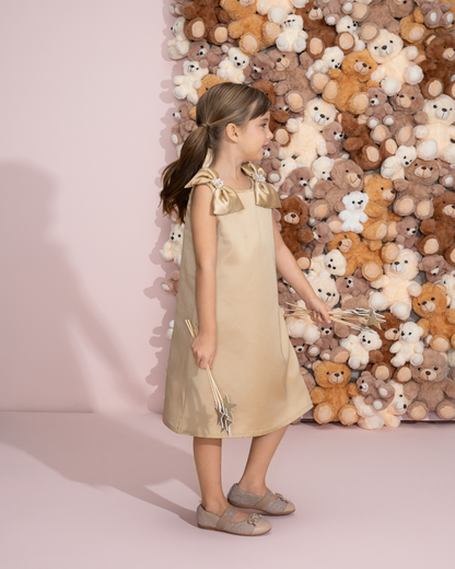 Vestido Infantil Festa Laço Puffer com Pérolas - Pituchinhus