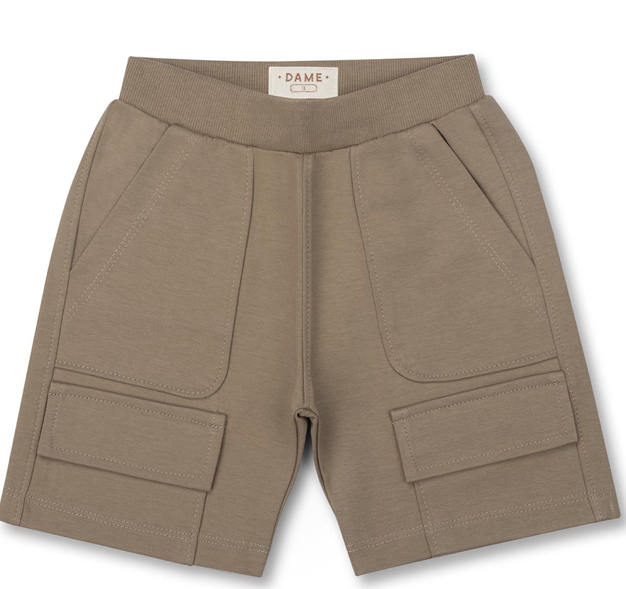 Conjunto Infantil Camiseta Algodão Teddy Pipoca Vermelha e Bermuda Suedine Elastano Bolsos - Dame