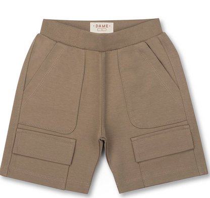 Conjunto Infantil Camiseta Algodão Teddy Pipoca Vermelha e Bermuda Suedine Elastano Bolsos - Dame