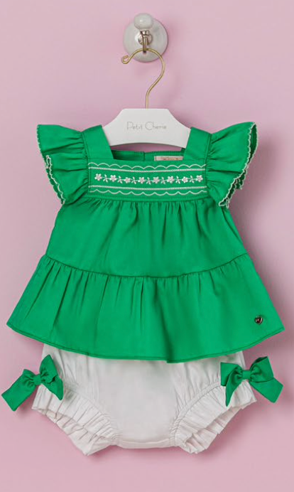 Conjunto Bebê Bata Algodão e Calcinha Multi Laços - Petit Cherie PRÉ-VENDA