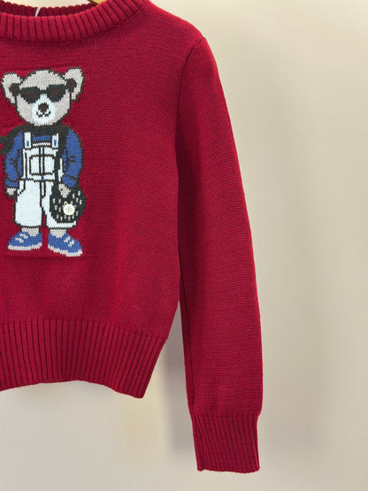 Blusa Infantil Tricot Ursinho Vermelha - Um Mais Um