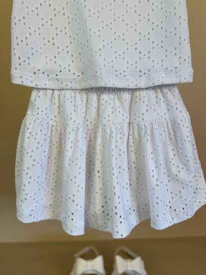Conjunto Infantil Blusa Maxi Laço e Saia Malha Laise - Beabá