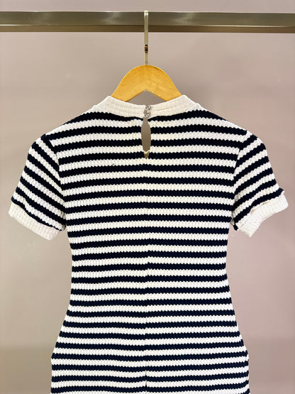 Vestido Teen Tricot Listrado com Botões - Two In