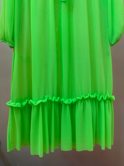 Vestido Infantil Tule Eduarda Verde Fluor - Siri Kids