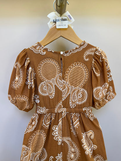 Vestido Infantil Midi Minnie Paisley Manga Princesa - Animê