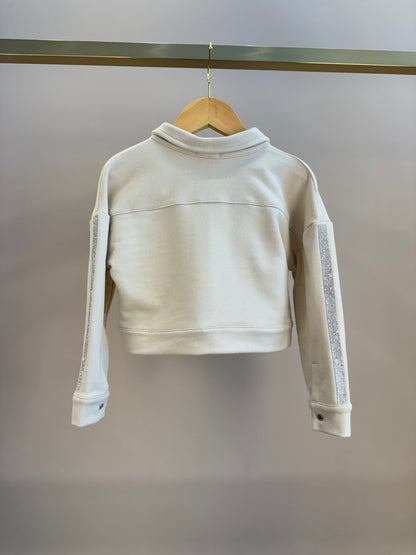 Casaco Infantil Strass Lateral Bege - Luluzinha