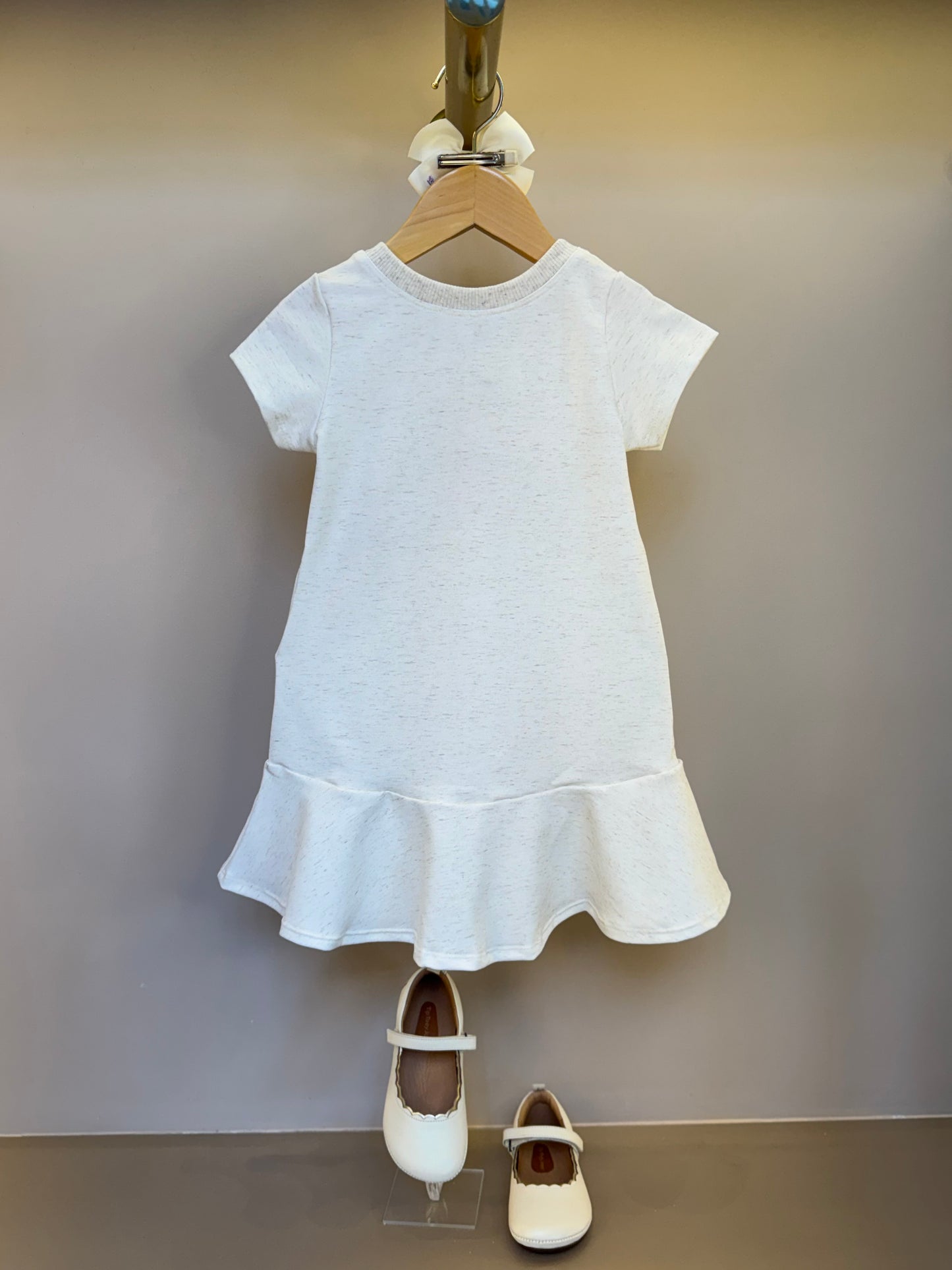 Vestido Infantil Molecotton Algodão Ursinha Flores Bege Claro - Infanti