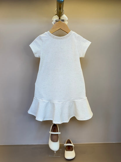 Vestido Infantil Molecotton Algodão Ursinha Flores Bege Claro - Infanti
