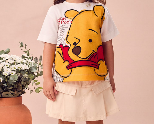 Conjunto Infantil Blusa Usinho Pooh Shorts Sarja - Animê