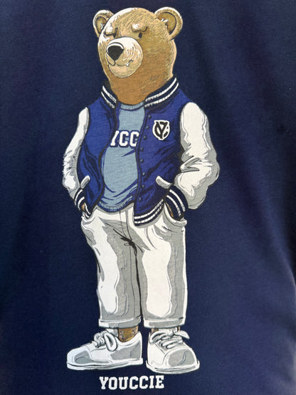 Conjunto Infantil Camiseta Ursinho College e Bermuda Bege - Youccie