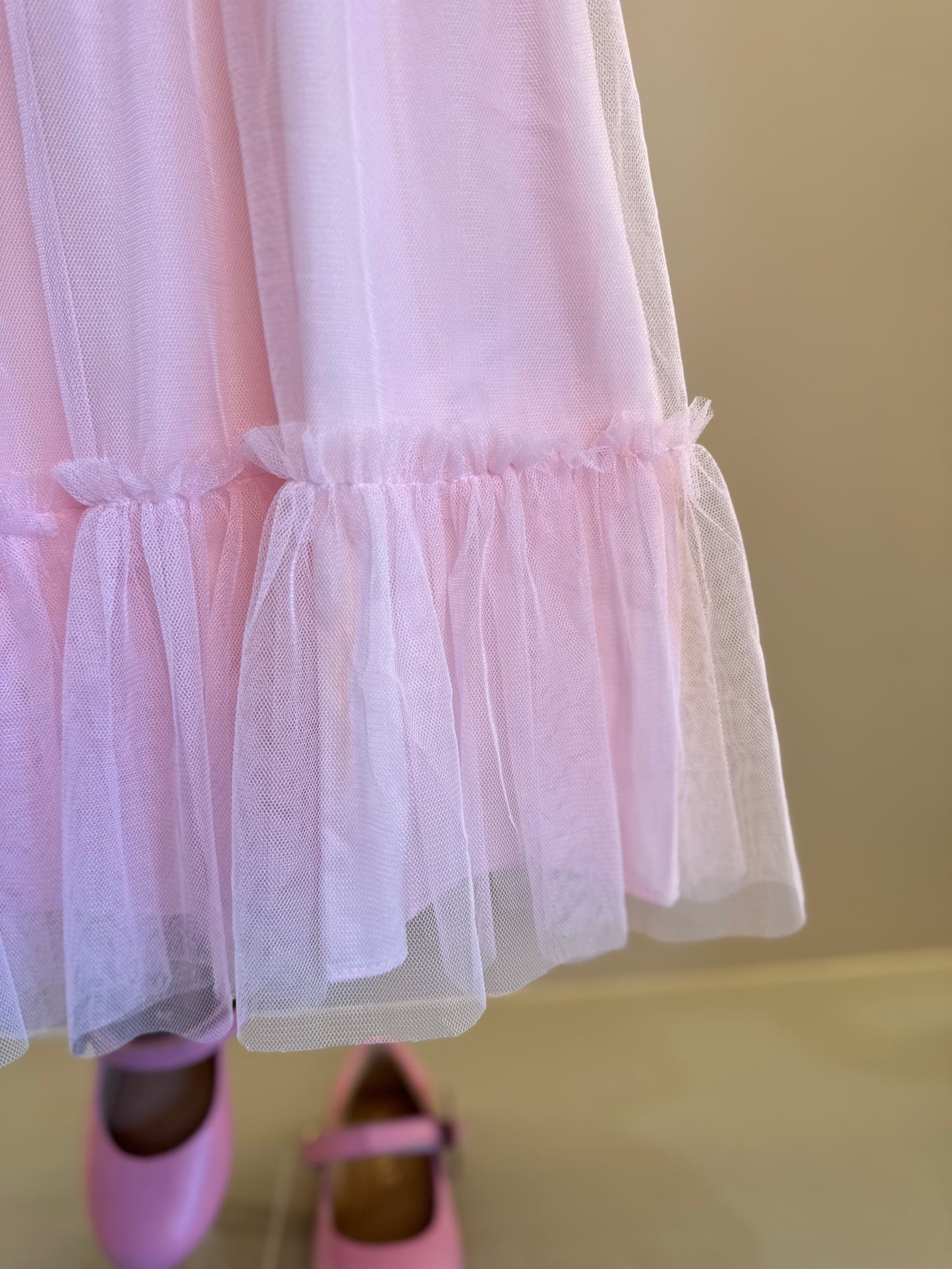 Vestido Infantil Trapézio Busto Bordado Corações Rosa - Mon Sucré