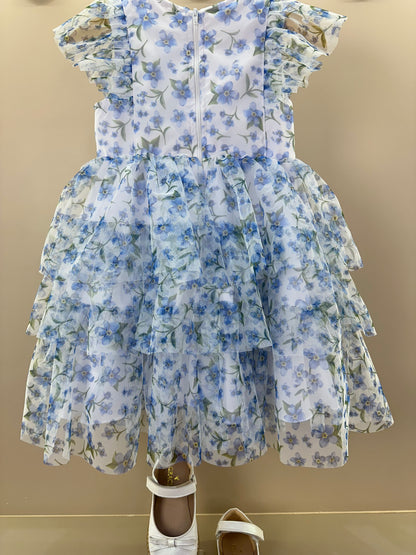 Vestido Infantil Festa Estampa Floral no Tule - Luluzinha