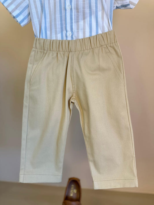 Calça Bebê Sarja com Elastano Bege - Dame