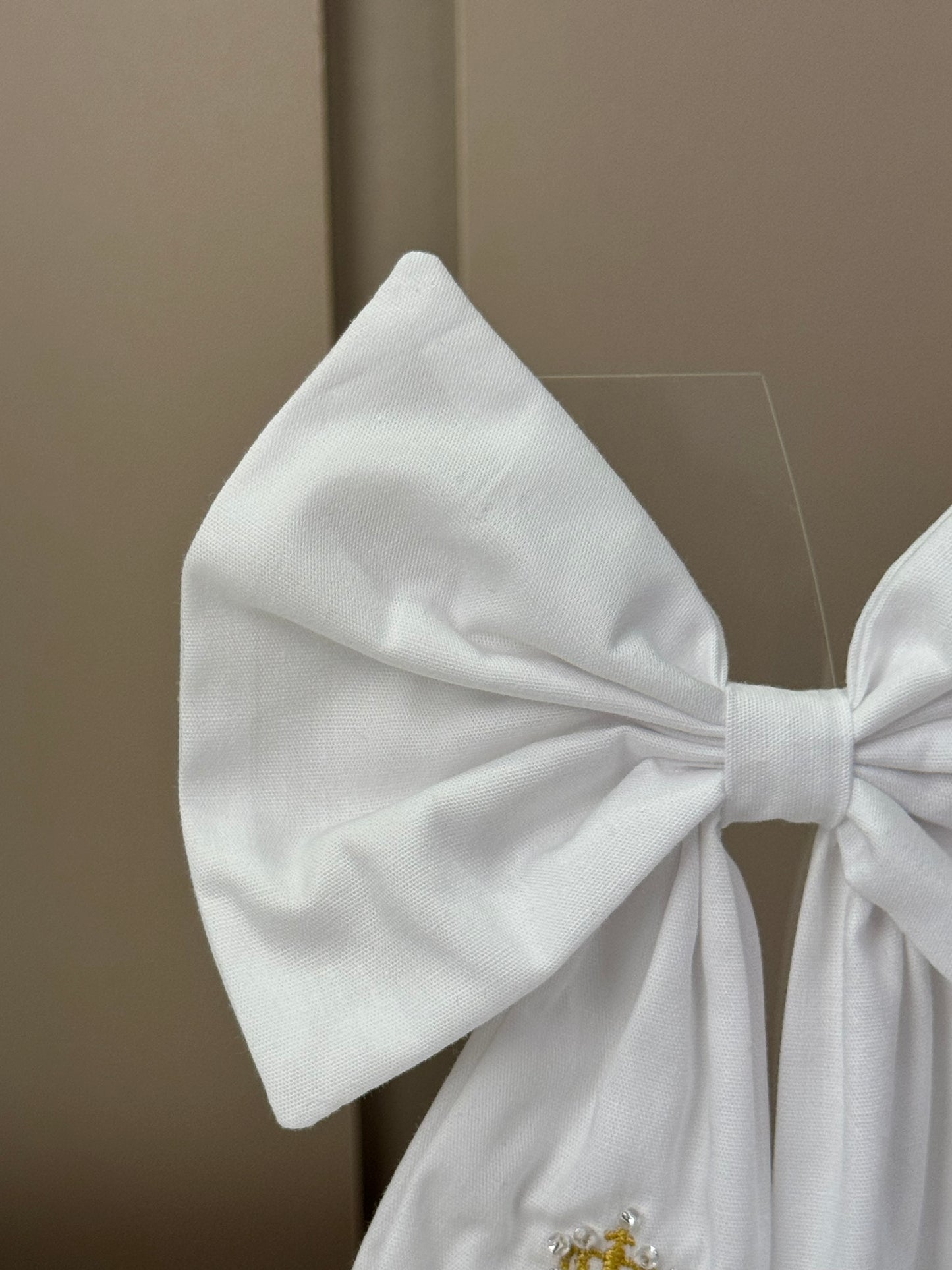 Laço Infantil Luxo Branco Bordado Nossa Senhora Aparecida - Roana