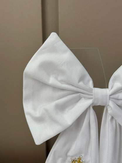 Laço Infantil Luxo Branco Bordado Nossa Senhora Aparecida - Roana