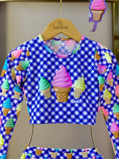 Biquíni Infantil Cropped ML Bianca Ice Cream - Siri Kids