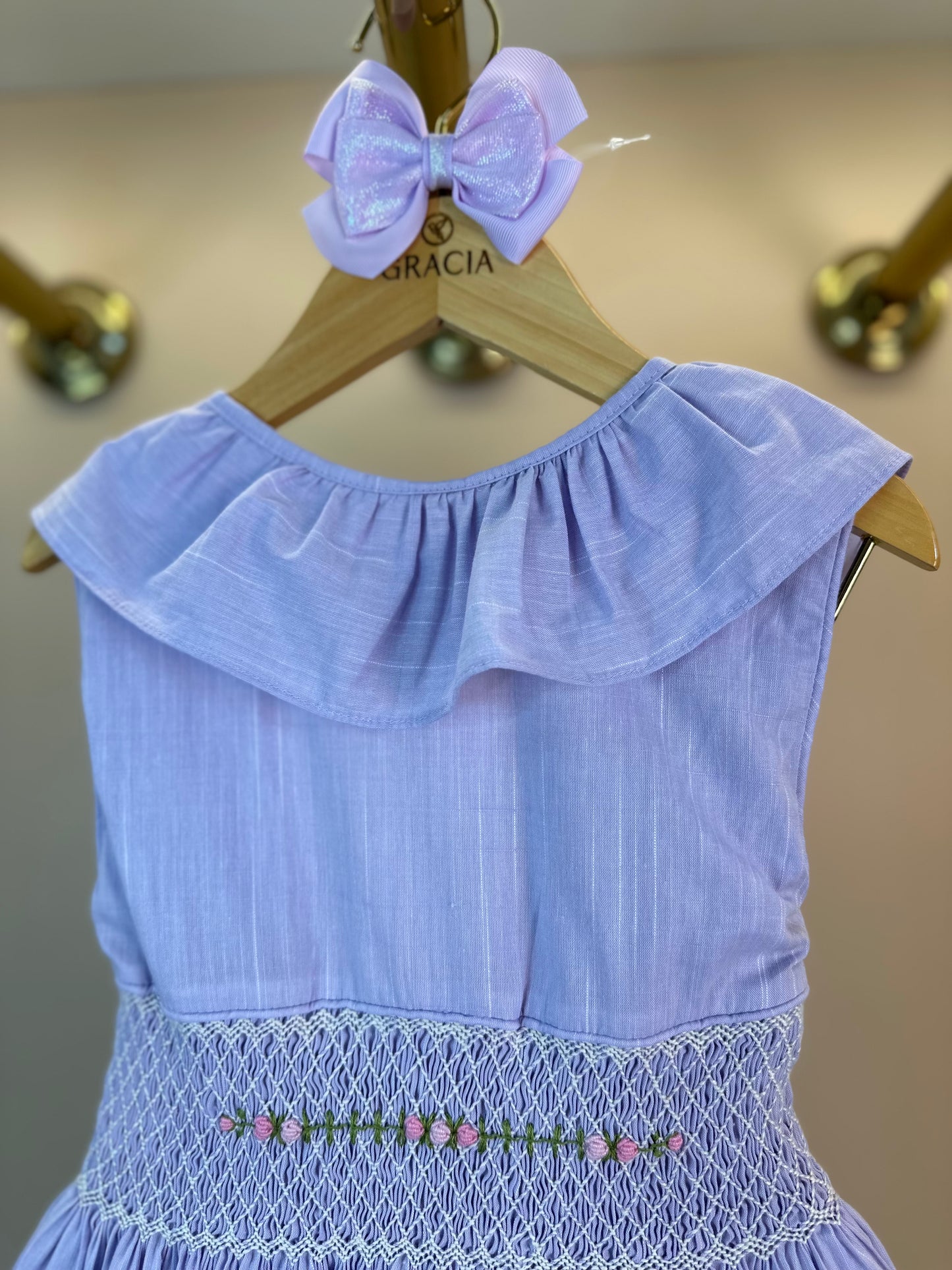 Vestido Infantil Clássico Algodão Isaura Lavanda - Gracia