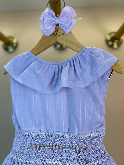 Vestido Infantil Clássico Algodão Isaura Lavanda - Gracia