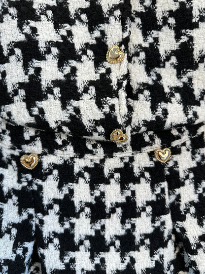 Conjunto Infantil Clássico Tweed Casaco e Saia P&B - Luluzinha