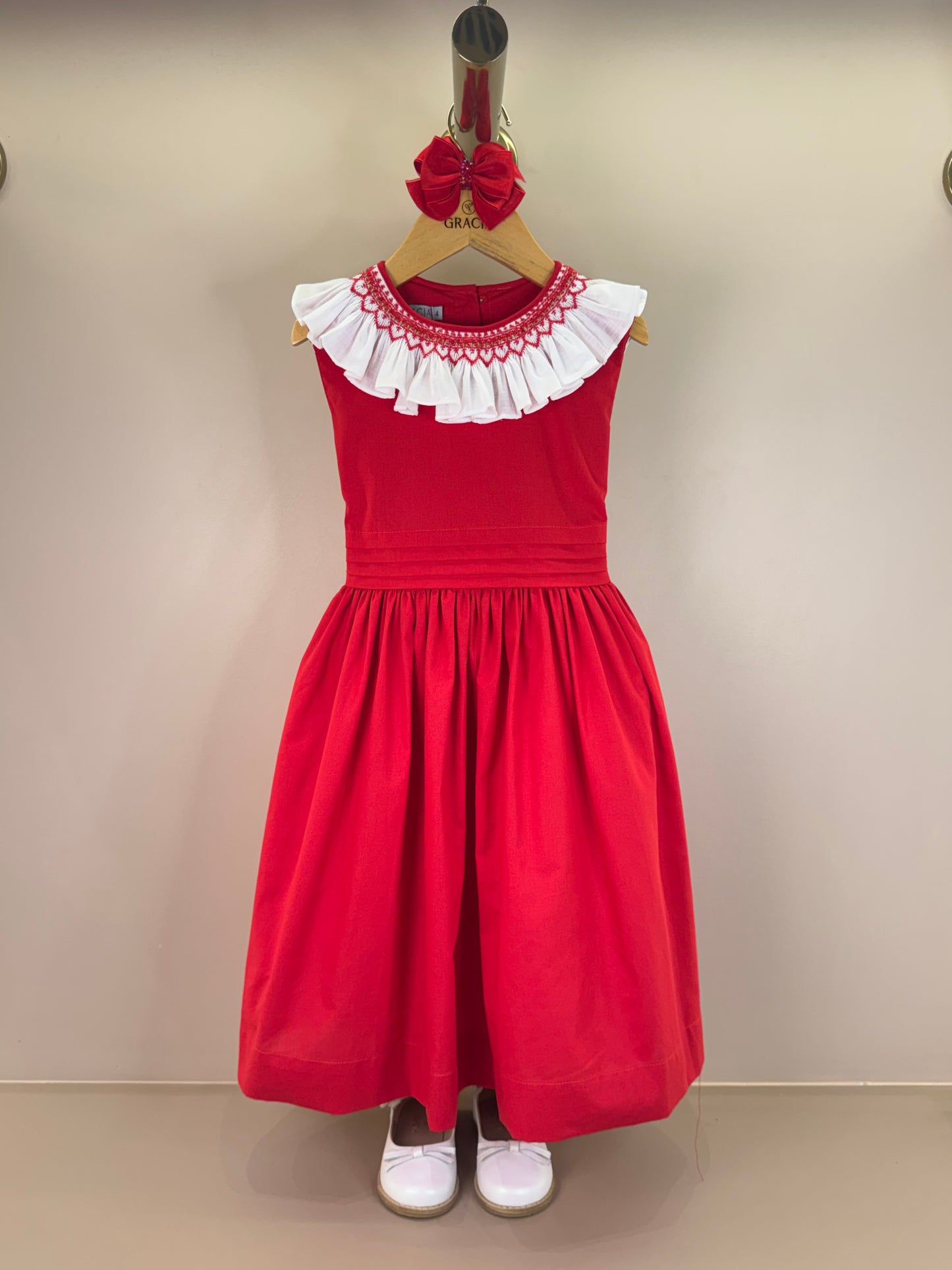 Vestido Infantil Clássico Algodão Beatriz Vermelho - Gracia