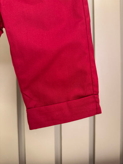 Conjunto Bebê Clássico Bata Golinha e Calça Vermelha - Um Mais Um