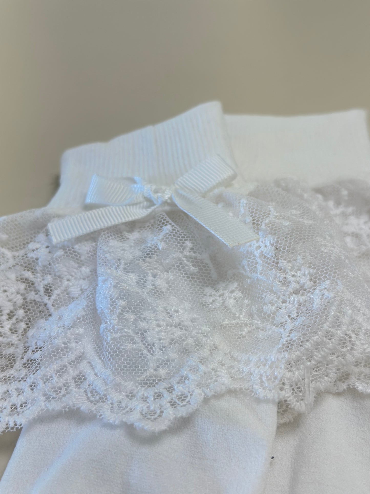 Meia Infantil Clássica Renda Lacinho Branca - Roana