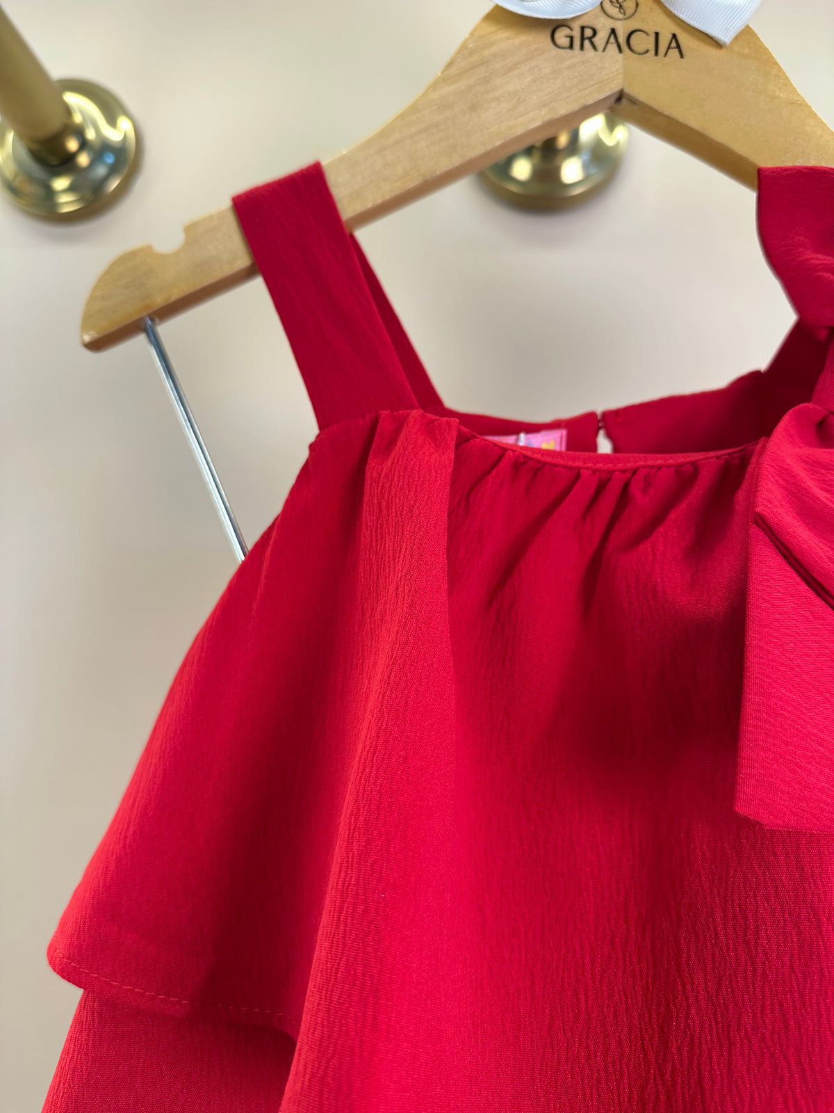 Conjunto Infantil Blusa Babado Laço Lateral e Shorts Vermelho - Mon Sucre