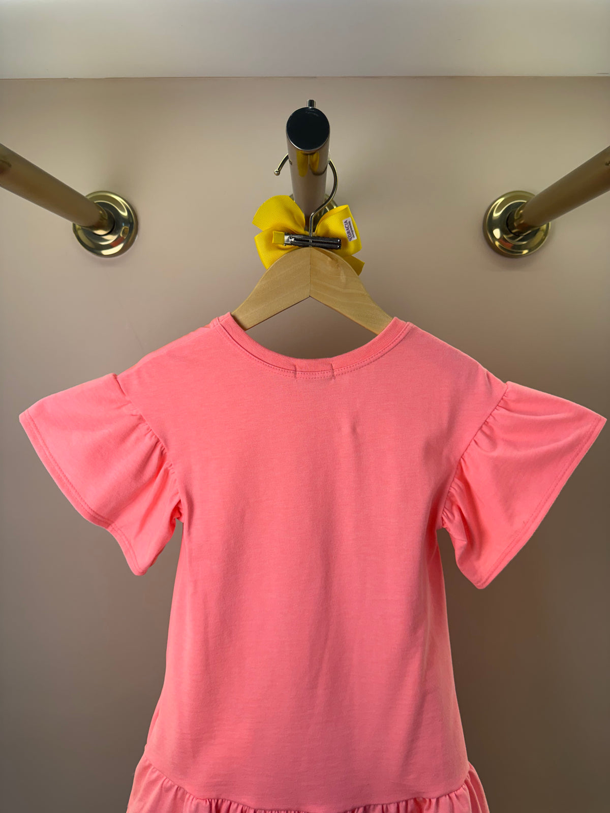 Vestido Infantil Rosa Neon Gatinha e Bolsinha Transversal Colorida - Infanti