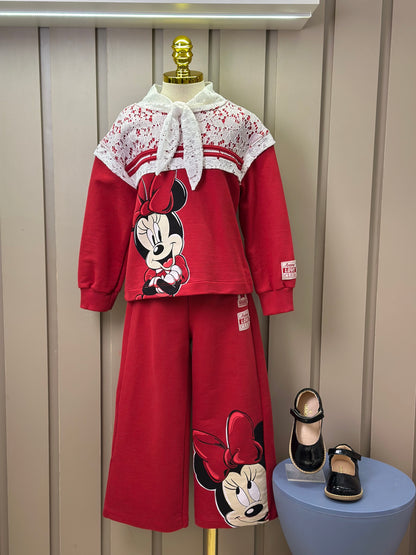 Conjunto Infantil Casaco e Calça Minnie Vermelho Berry - Animê