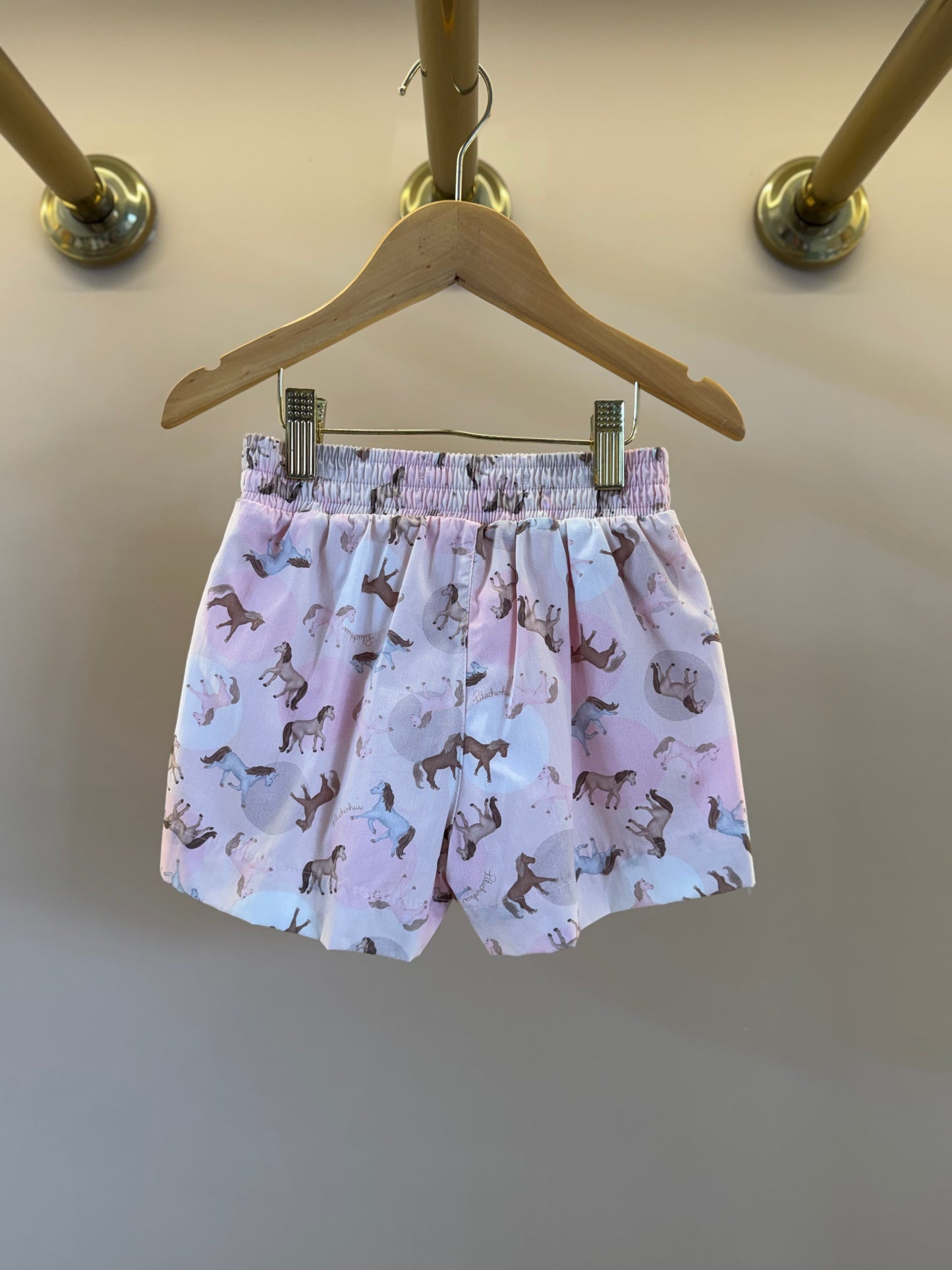 Shorts Infantil Algodão Cavalinhos Rosa - Pituchinhus