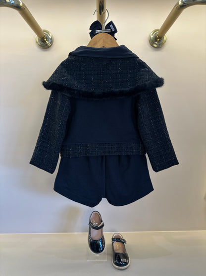 Conjunto Infantil Conceito Tweed Casaco e Saia-shorts Preto - Animê