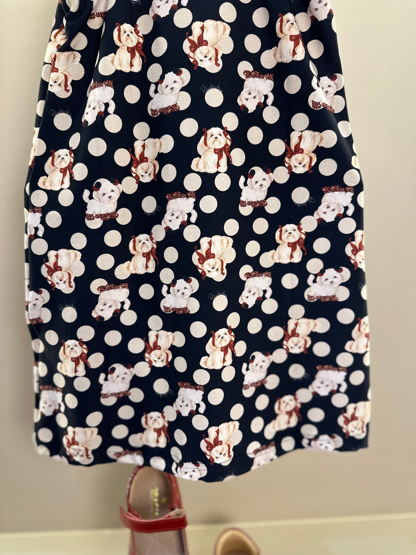 Vestido Infantil Tule Babados Poá Cachorrinhos - Pituchinhus